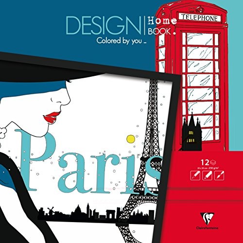 Clairefontaine Sklejone wyłączeniem pojedynczych arkuszy dla dorosłych: Design Home Book 21 x 30 cm miasto: kolorowanka dla dorosłych