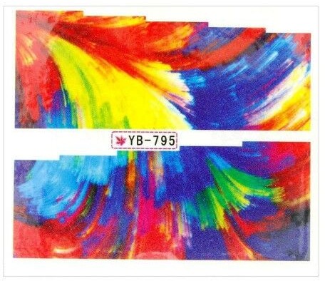 Allepaznokcie Naklejki wodne do paznokci arkusz 6,5 x 5,5 cm na 10 palców yb Nr 795