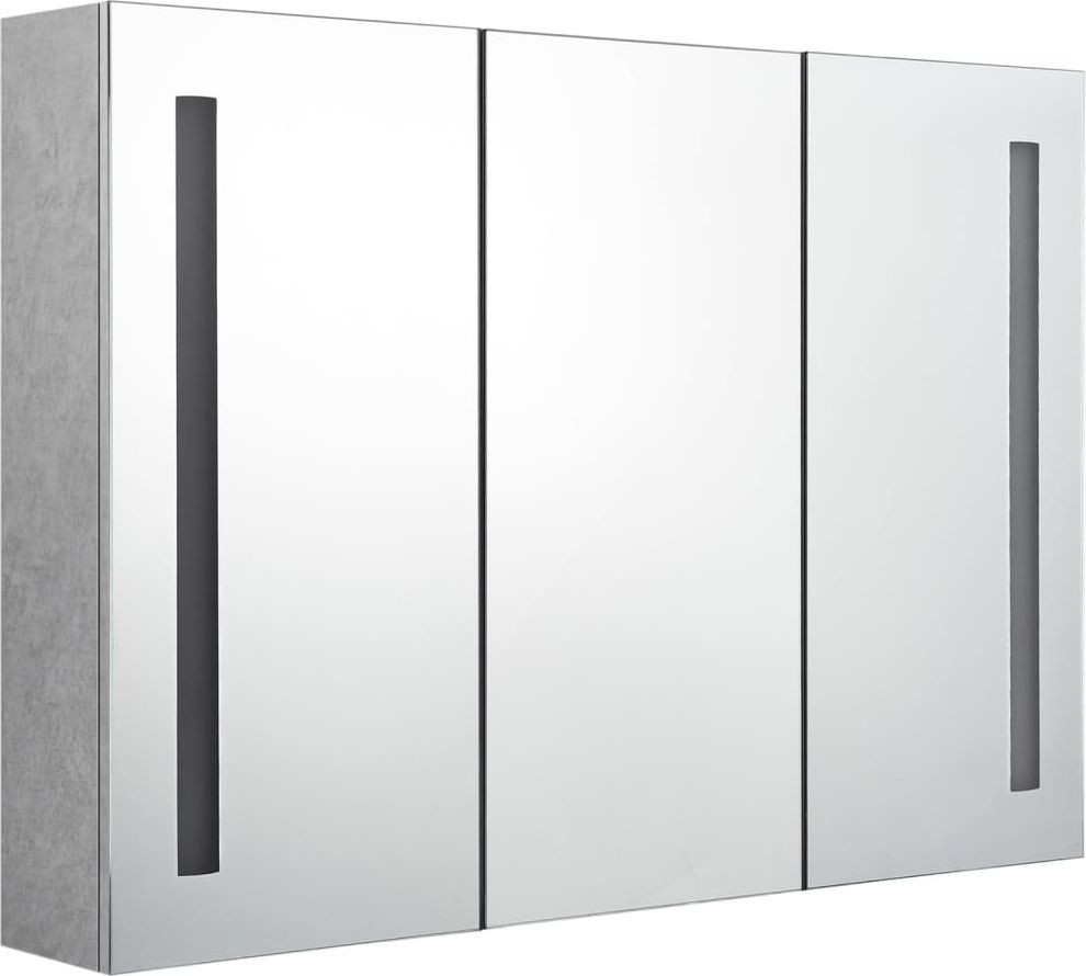 vidaXL Szafka górna z lustrem i LED 89cm szarość betonu 326525