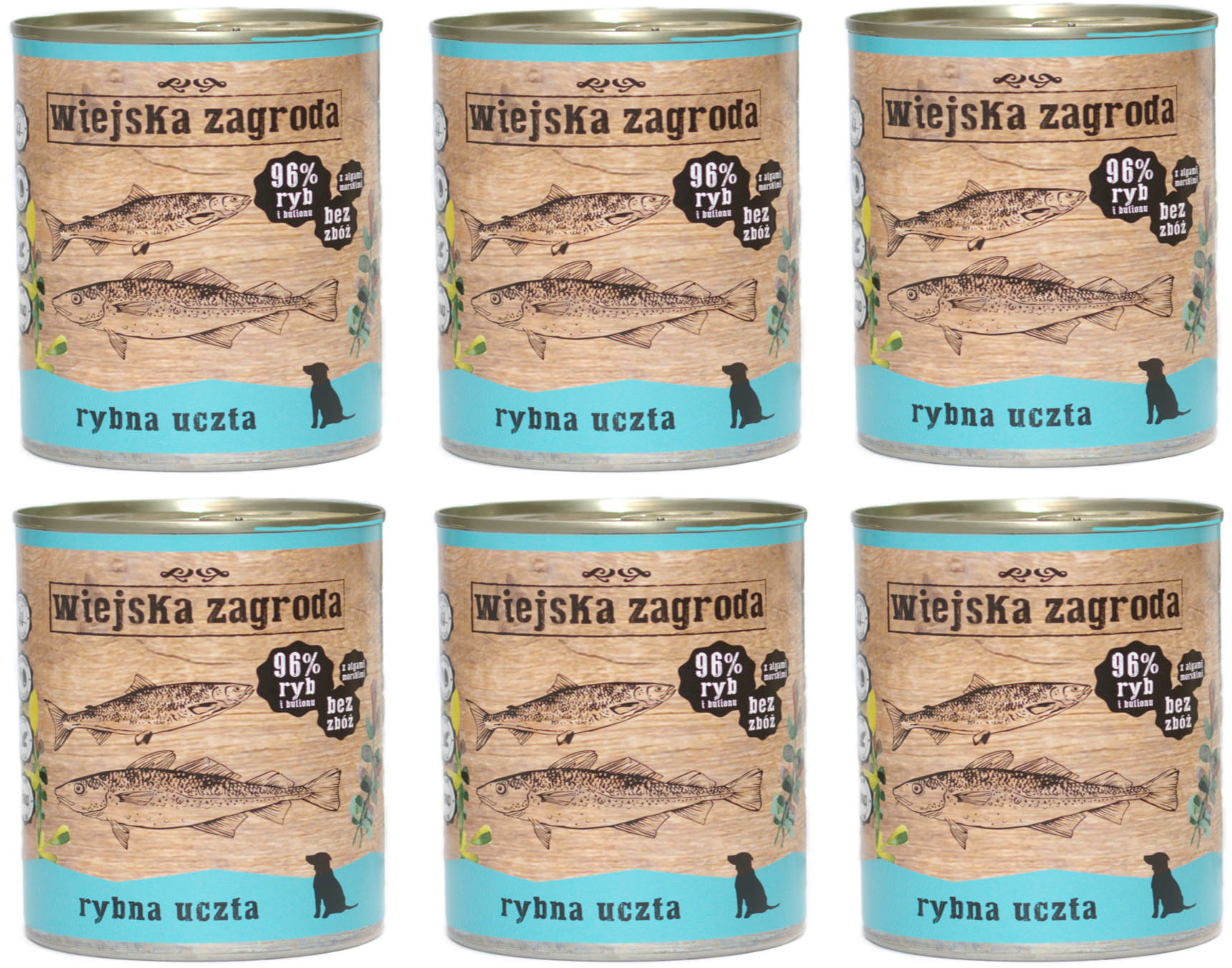 Wiejska Zagroda dla SZCZENIĄT Rybna uczta 800g - Wiejska Zagroda dla SZCZENIĄT RYBNA UCZTA 6x800g = 5+1szt gratis ZESTAW karma w puszce