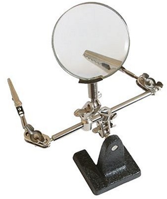 Silverline 633830 uchwyt montażowy, trzecia ręka z lupą, 63 mm, 2,5-krotne powiększenie 633830