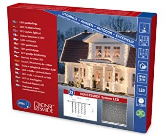 Konstsmide 4825  103 Hightech system rozszerzenie/kurtyna świetlna/na zewnątrz (IP44)/208 ciepłe białe diody LED/przezroczysty przewód 4825-103