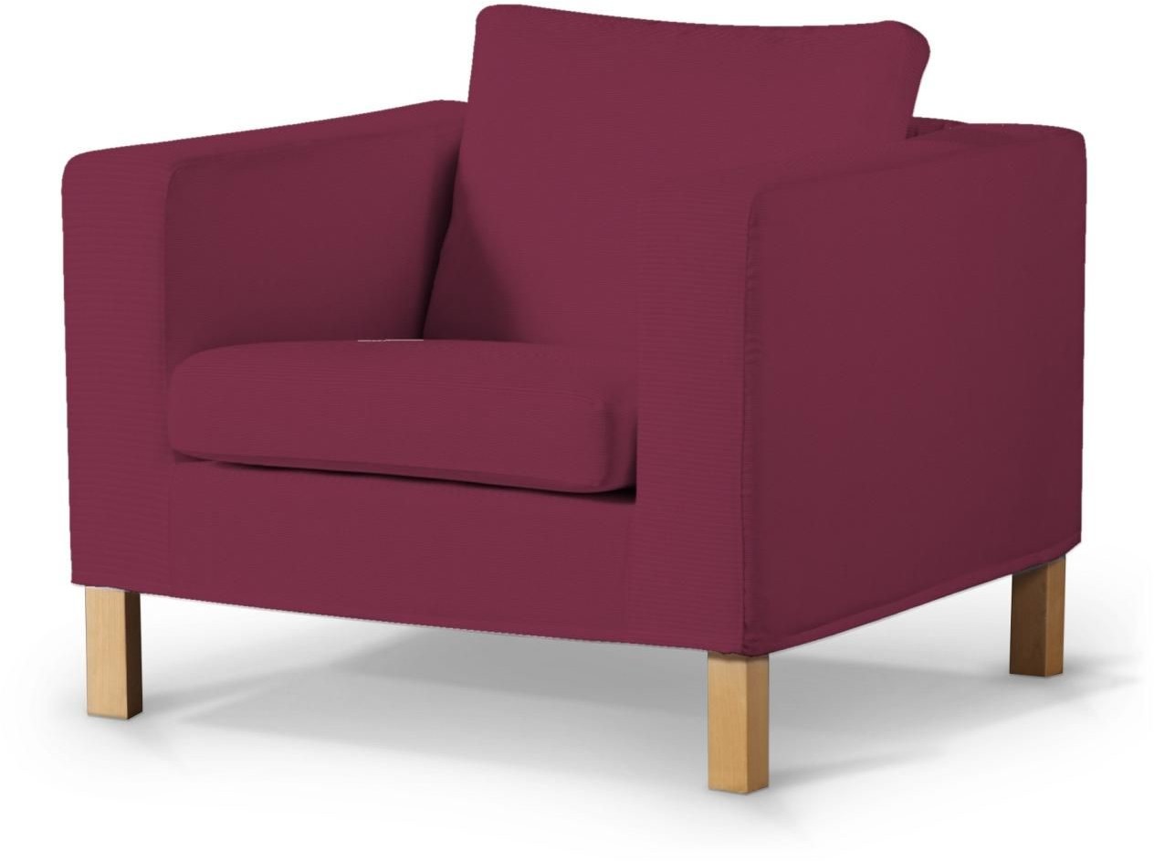 Dekoria Pokrowiec na fotel Karlanda krótki Plum śliwkowy) fotel Karlanda Cotton Panama 660-702-32