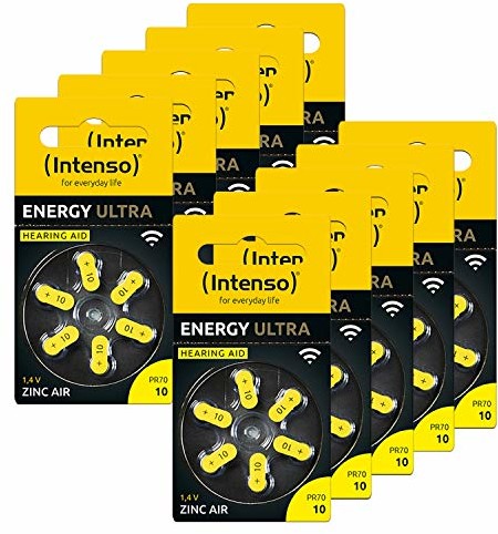 Intenso 60x Intenso Energy Ultra baterie do aparatów słuchowych PR70 żółte, typ 10, 10 x 6 blistrów, 7504416MP 7504416MP