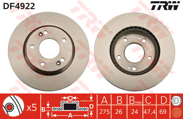 TRW Tarcza hamulcowa DF4922