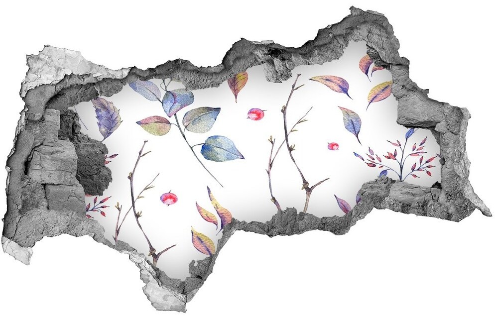 Wallmuralia.pl Naklejka 3D dziura na ścianę samoprzylepna Liście