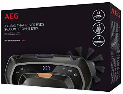 AEG ARK2 Performance zestaw do robota odkurzającego RX9 (1 rolka szczotki do różnych podłóg, 3 filtry XXL do zbierania alergenów i pyłków, 3 szczotki boczne dla optymalnej mocy ssania, kolor czarny) Ark2