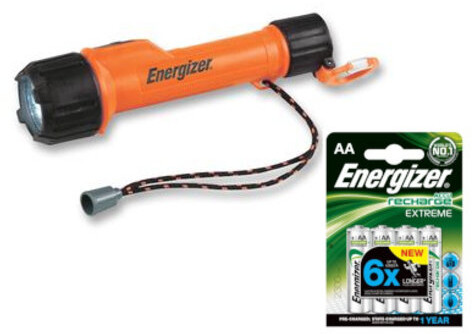 Energizer Latarka ręczna Atex 2AA + 4x akumulatorki Extreme R6 AA Ni-MH 2300 mAh