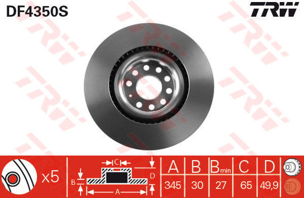 TRW Tarcza hamulcowa DF4350S