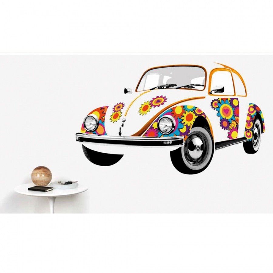 BRISA Naklejka ścienna Beetle Flower 135x81 cm BRISA VW kolorowa BR-BEWT02