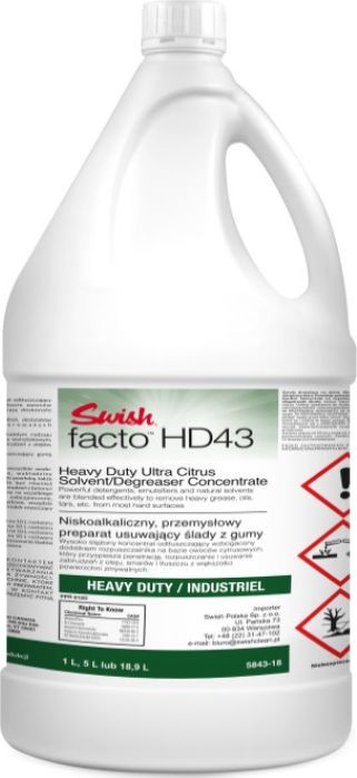 Swish Swish Facto HD 43 Silny preparat do odtłuszczania i usuwania śladów gumy 5 l FACTO HD43/5L