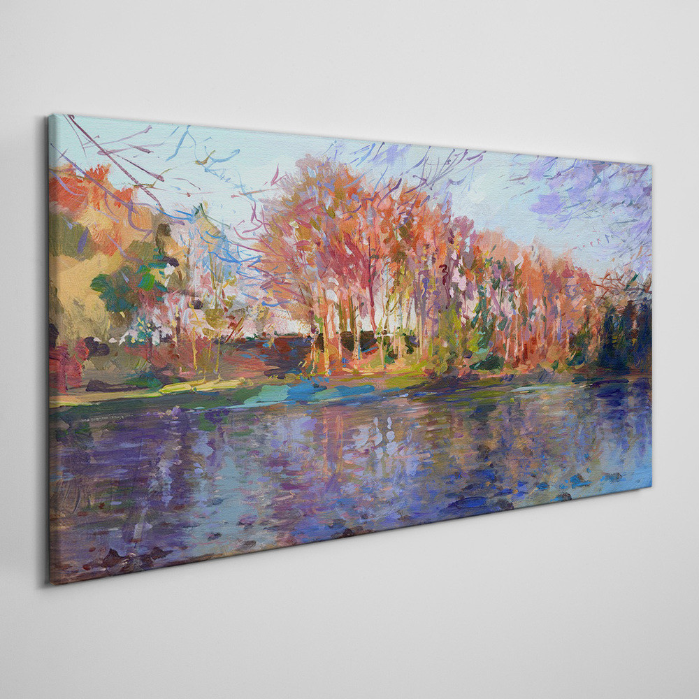 PL Coloray Obraz na Płótnie Abstrakcja Jezioro Natura 140x70cm