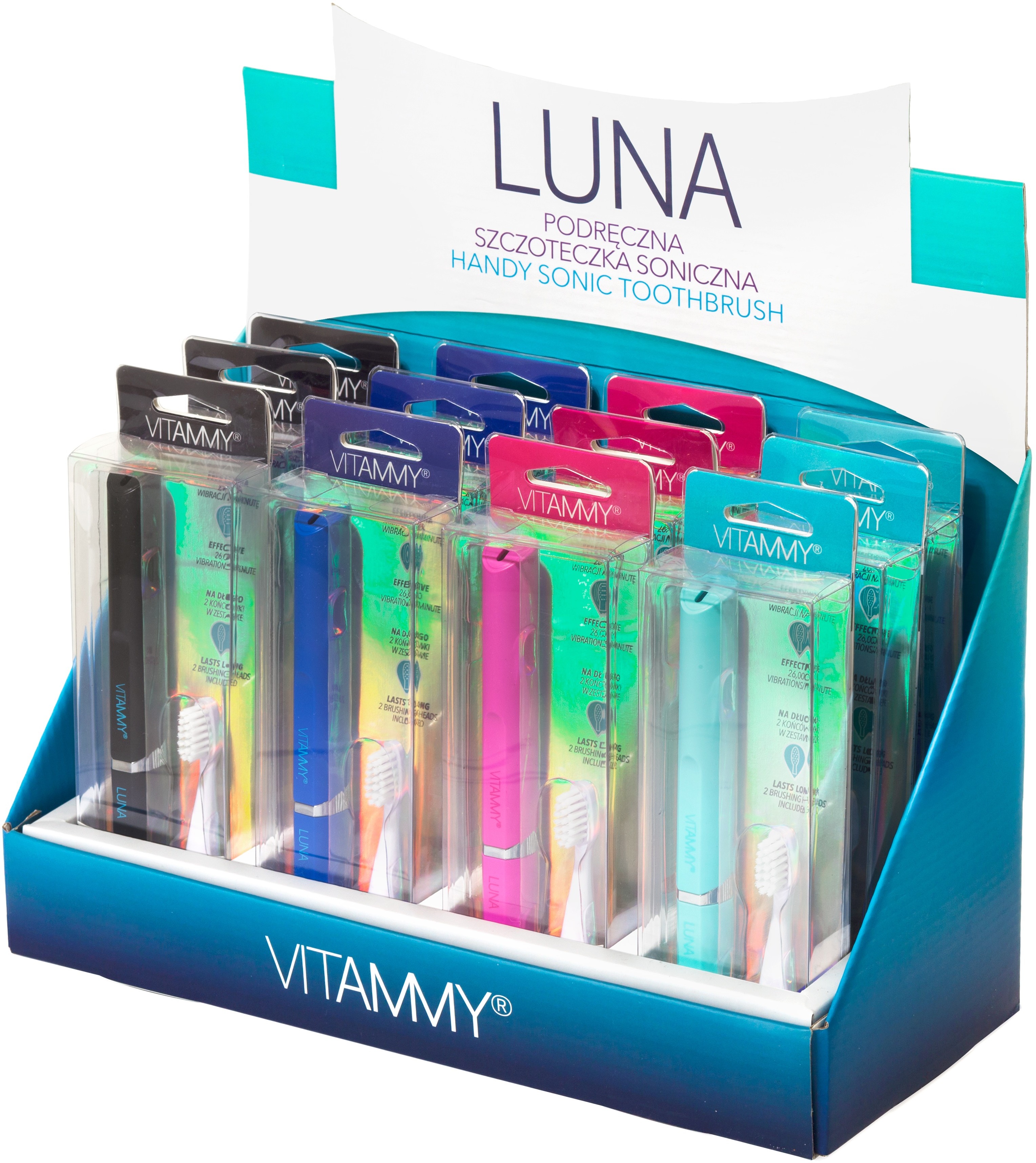 Zdjęcia - Elektryczna szczoteczka do zębów Vitammy Luna - 12 kolor mix Display Szczoteczka soniczna 