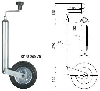 WINTERHOFF Zestaw: Koło podporowe ST 48-200 VB, klema żeliwna 48 mm Winterhoff 162-uniw