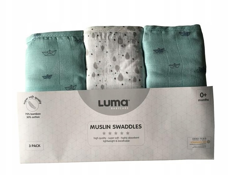Muślinowy Otulacz pielucha 3 Szt Luma Paper Boats