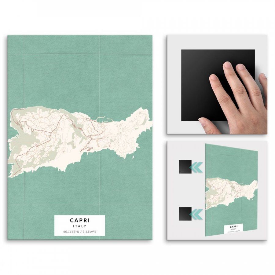 Pix4home Plakat metalowy Mapa Vintage Capri L POS-L-03826