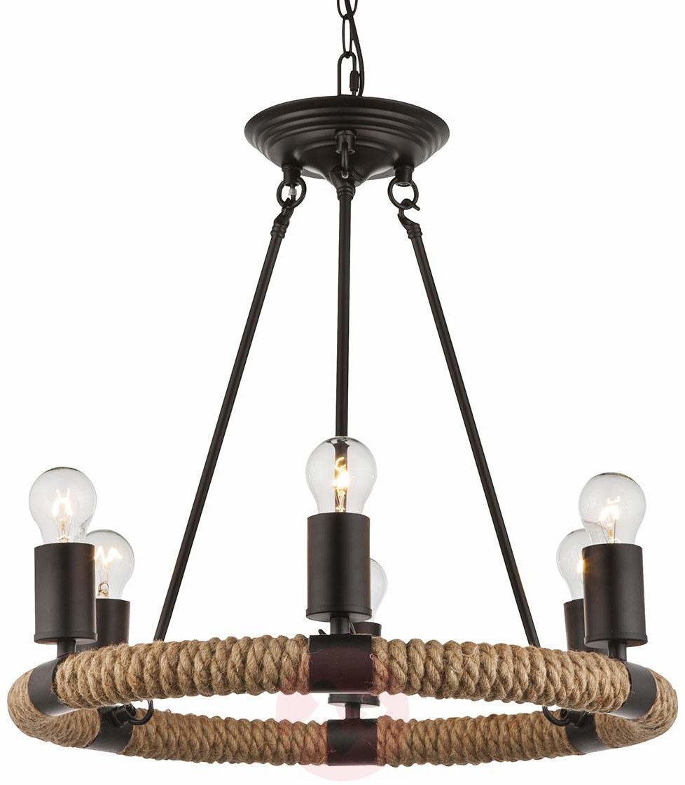 Globo Lighting LAMPA wisząca ULLEU 69029-6 rustykalny ŻYRANDOL na łańcuchu OPRAWA zwis koło czarna 69029-6