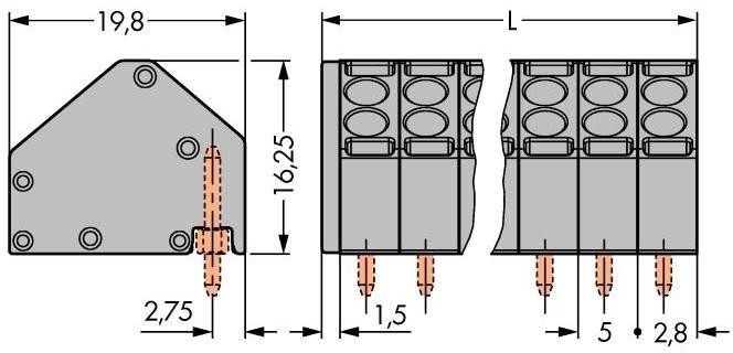 Wago Zacisk sprężynowy 1.50 mm Ilość PIN 6 806-106 Kolor szary 150 szt