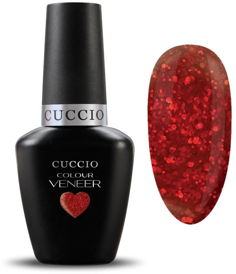 Cuccio 6024 Brokatowy czerwony żel kolorowy Veneer 13ml Manhattan Mayhem U6024-LED