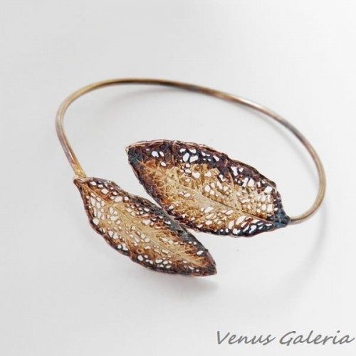 Bransoletka srebrna - Liść L8 238