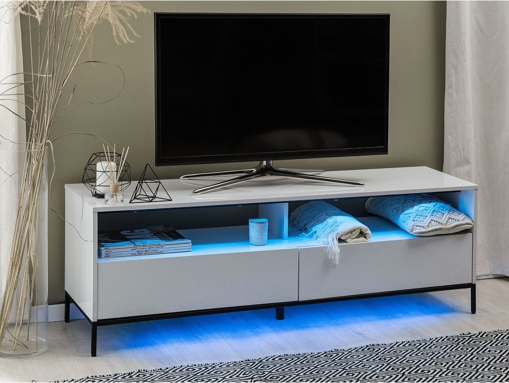 Beliani Szafka RTV LED biała SYDNEY