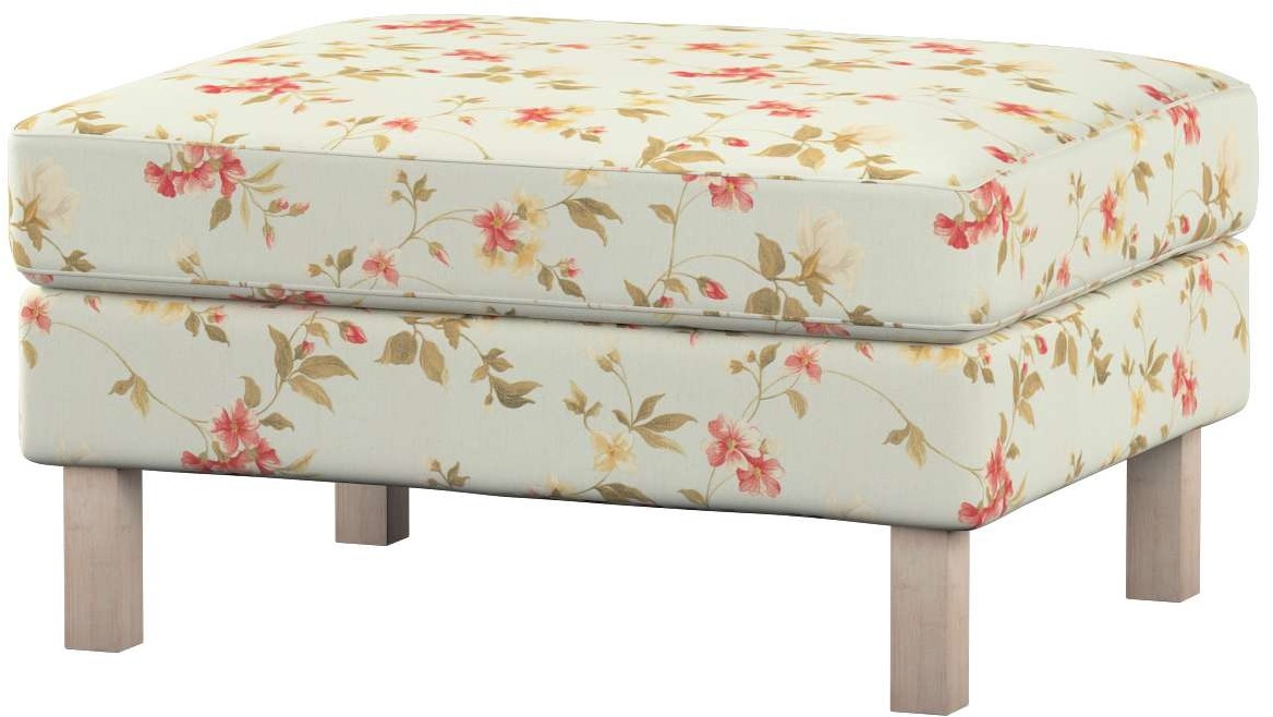 Dekoria pl pl Pokrowiec na podnóżek Karlstad kwiatki na jasno-błękitnym tle 61 x 79 x 44 cm Londres 622-143-89