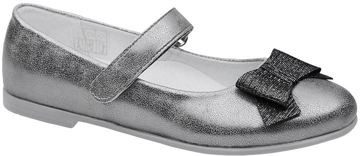 Kornecki Balerinki 6270 Grafitowe Srebrne Brokat Baleriny na rzepy 20619