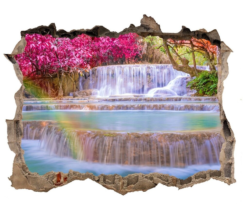 Wallmuralia.pl naklejka fototapeta 3D widok Wodospad w lesie