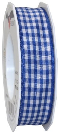 Pattberg Na prezent 25 MM 20 m taśma z Vichy  pled z drutu, niebieski 6192520-614