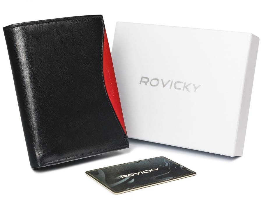 Rovicky Duży, oryginalny portfel męski z naturalnej skóry licowej, RFID
