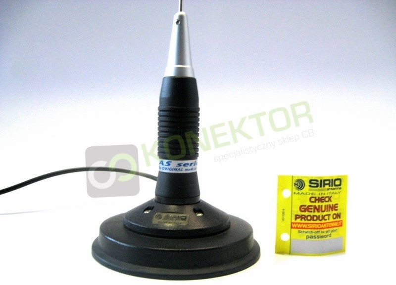 Sirio AS-100 (AS100) MAG 125 (duży magnes 12,5cm) Antena CB magnesowa 102cm kabel 3,60m