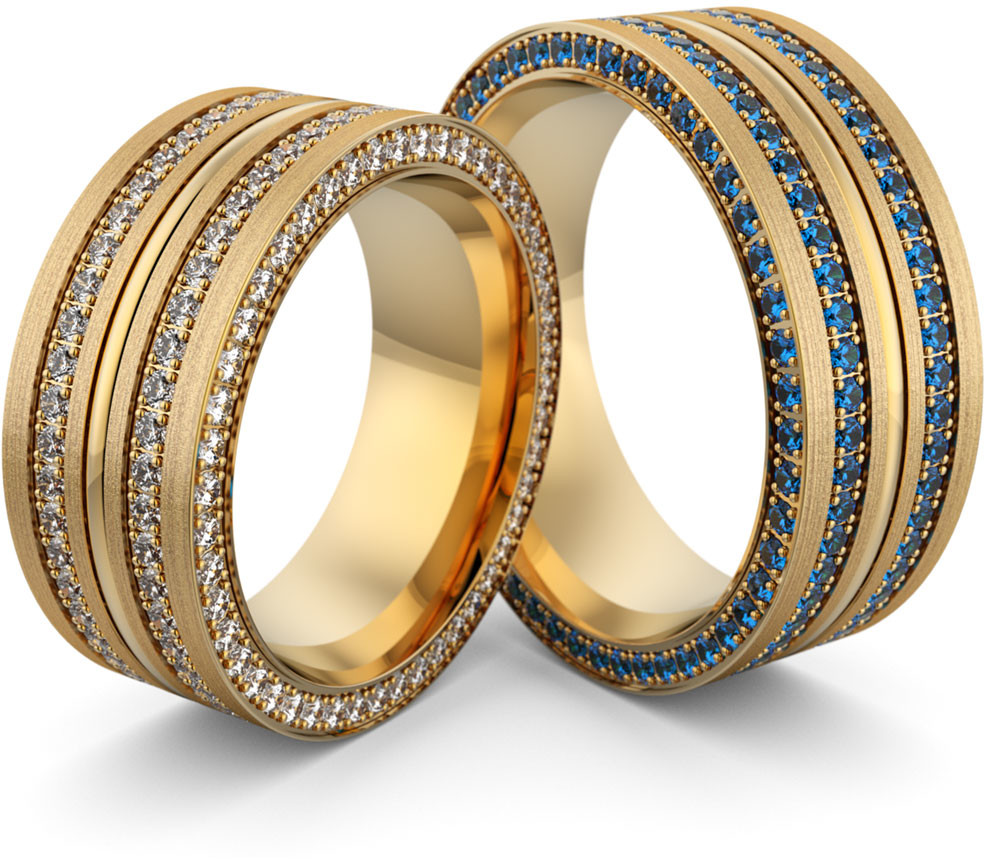 Eminence Obrączki ślubne masywne z szafirami - Au-1101 Au-1101-3