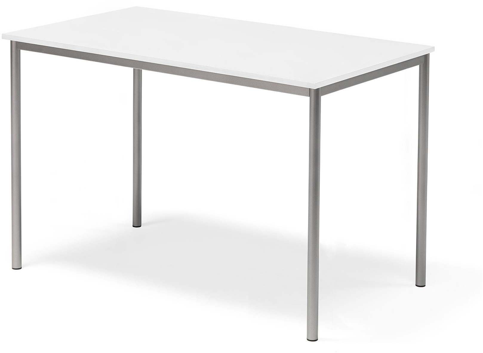 AJ Produkty Stół Bors, 1400x800x900 mm, rama srebrna, dźwiękochłonny HPL, biały