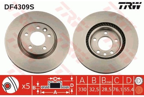 TRW Tarcza hamulcowa DF4309S