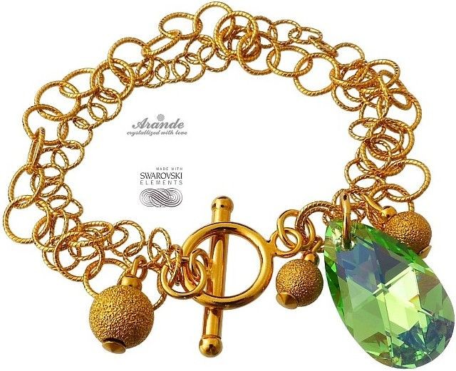 Swarovski Arande ozdobna bransoletka ZŁOTE SREBRO PERIDOT 4512966173