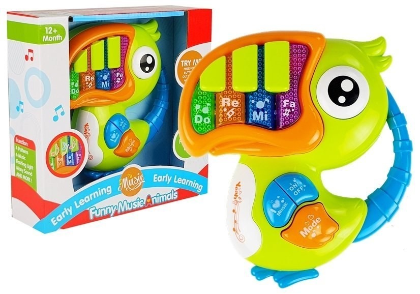 Import LEANToys Pianinko Organki Do Re Mi Papuga Zielone 4066