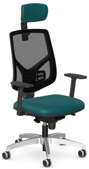 Intarseating Krzesło gabinetowe BERMEN z zagłówkiem, podstawa aluminiowa KA-BREMEN-TM-101-01