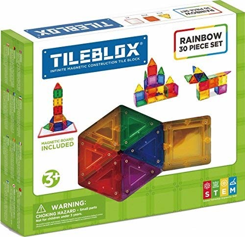 Tileblox 1030003 30-częściowy zestaw tablic magnetycznych Rainbow, wielokolorowy