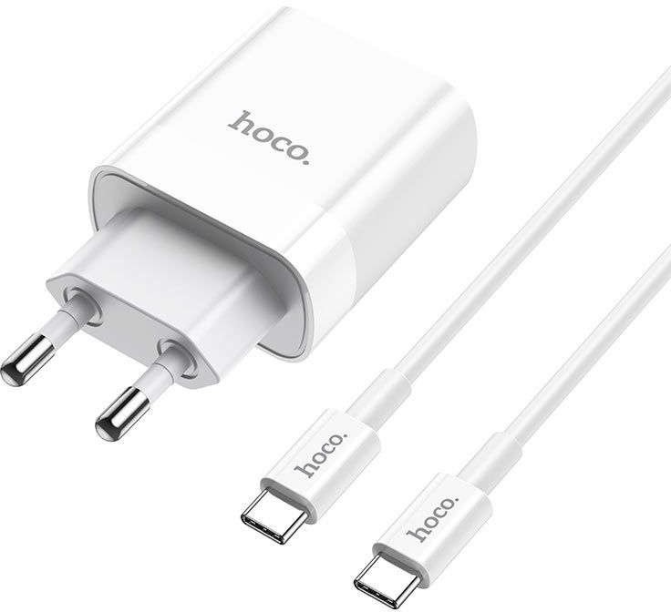 HOCO Case Ładowarka sieciowa C80A Network PD20W/QC3.0 + kabel USB-C White 10703X0