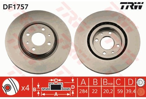 TRW Tarcza hamulcowa DF1757