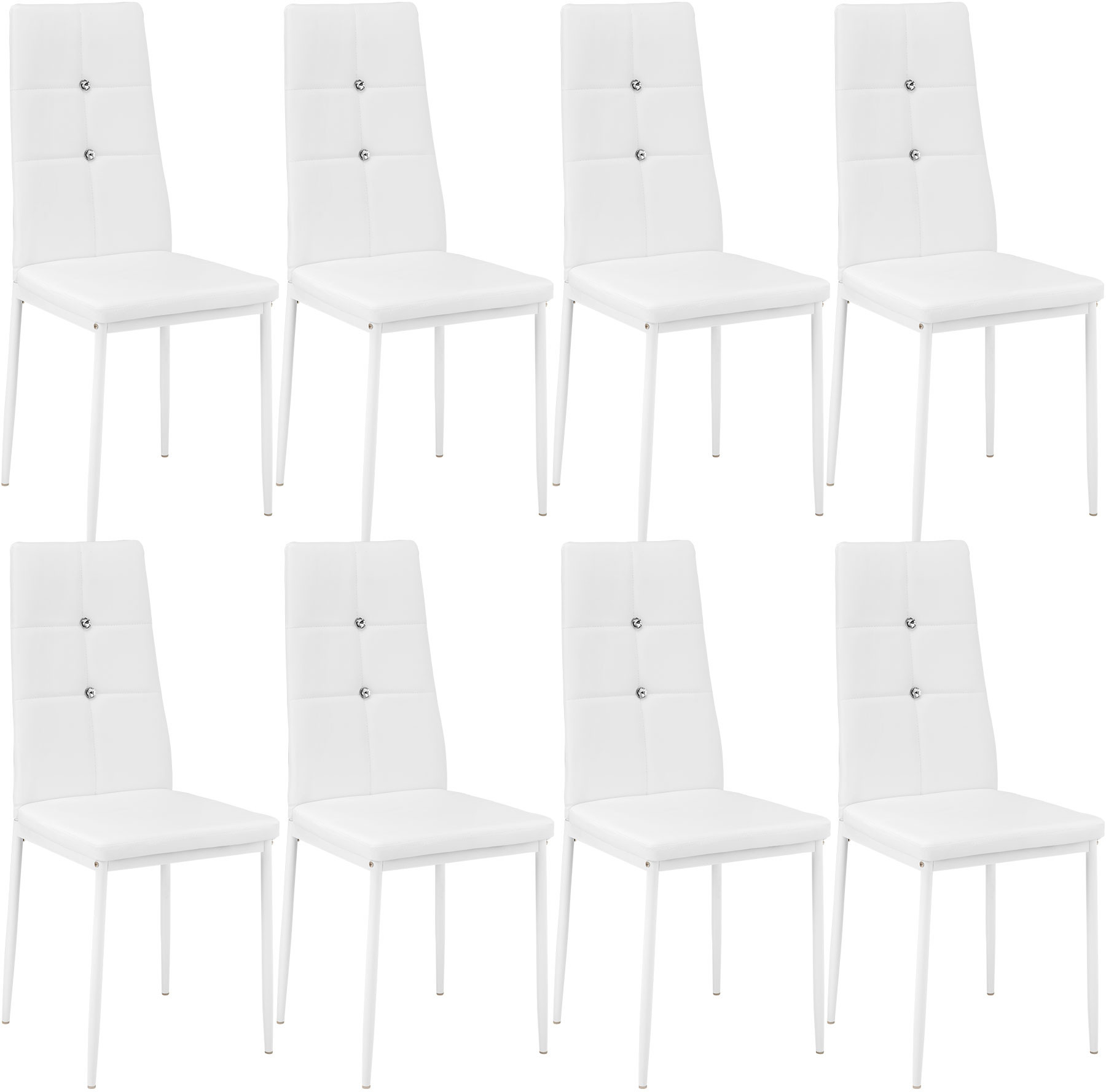 tectake Zestaw 8 stylowych krzeseł - biały 404125