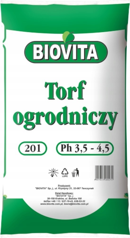 Biovita 20l torf kwaśny pH 3,5-4,5