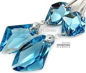 Swarovski Piękne Długie Kolczyki 27+20 Aqua
