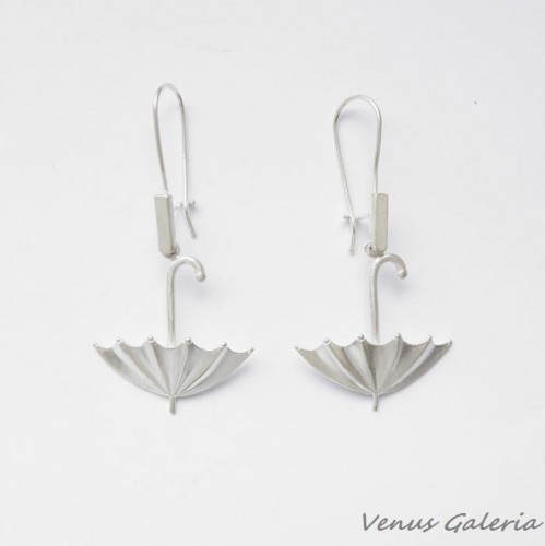 Kolczyki srebrne - białe małe parasolki 935