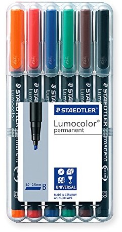 Staedtler 314 WP6  Lumocolor folia trzpienie czcionką basen zewnętrzny Pudełko, odporny na działanie wody, 6 ołówki, długopisy, grubość B 314 WP6