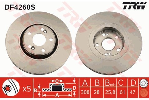 TRW Tarcza hamulcowa DF4260S