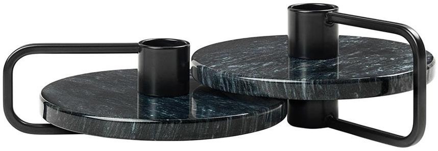 Blomus Zestaw 2 świeczników Castea, czarny, 6x14x12,5 cm, 4x14x12,5 cm