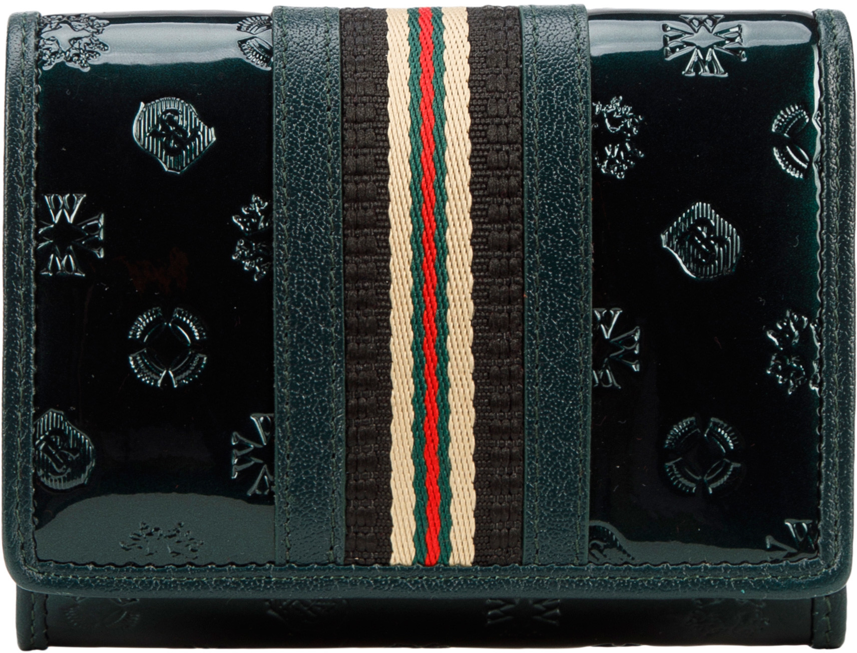 Wittchen Damski portfel z lakierowanej skóry z monogramem i tasiemką mały 34-1-070-00