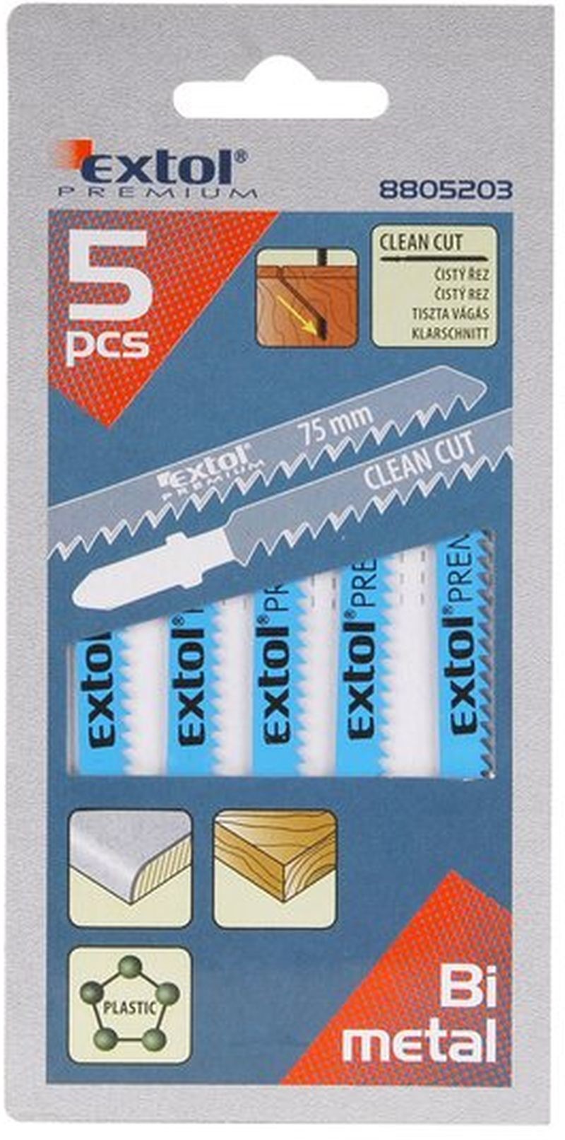 EXTOL PREMIUM Brzeszczoty do wyrzynarki, uchwyt: BOSCH, 5szt 8805203