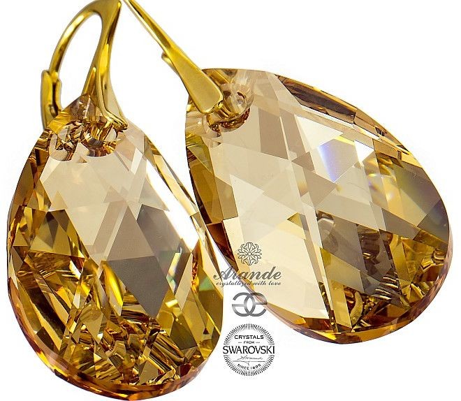 Swarovski duże kolczyki GOLDEN ZŁOTE SREBRO